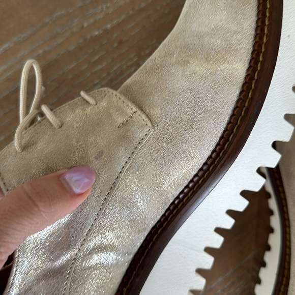 CORDANI Afton Platform Derby Gold Lace Up Loafer EU 41 Almond Toe NWOT Nordstrom - Picture 4 of 12